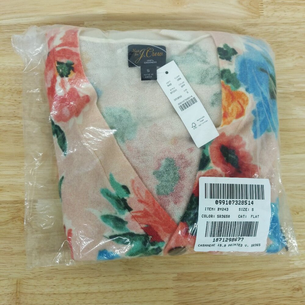 NWT J Crew 100% Cashmere Floral Flower Cardigan Sweater Mens Large - Picture 8 of 8